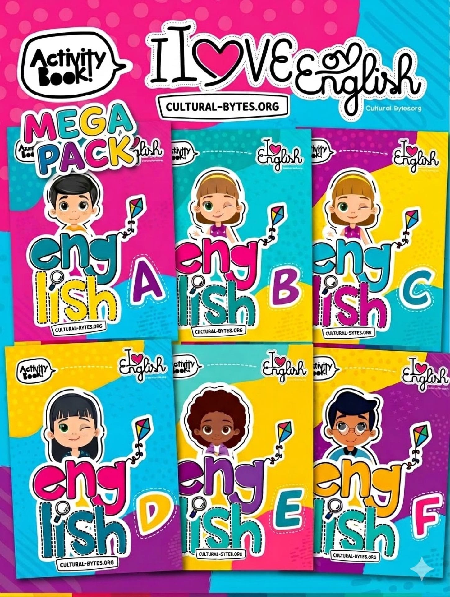 MEGA-PACK--I-Love-English-6-Activitys-Books-A,B,C,D,E,F MEGA PACK: I Love English 6 Activitys Books A,B,C,D,E,F - Imagen 1